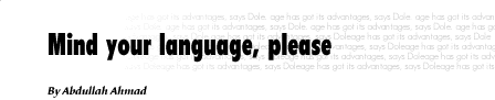Mind your language, please