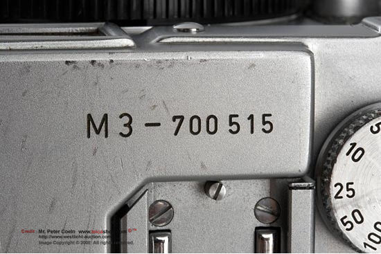 Typical Serial Number location of a Leica M3 early bodies