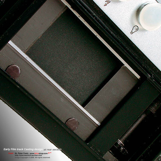 The old type film tracking design used in the earliest Leica M3 model, 1954