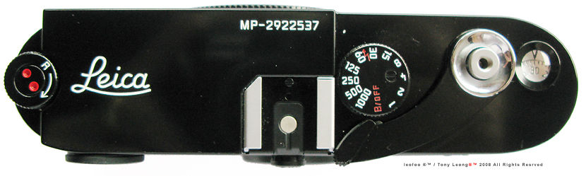 Top plate,  Leica MP Black Lacquer 0.72x finder model, 2003 