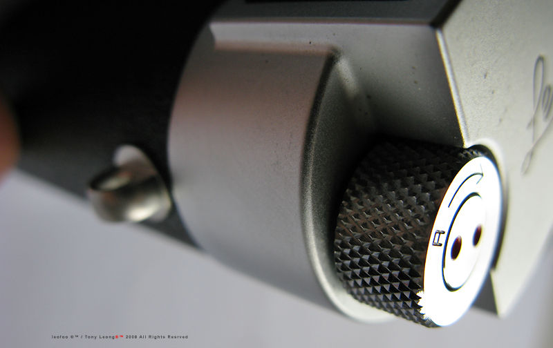 Film rewind knob,  Leica MP chrome 0.58x finder model, 2003