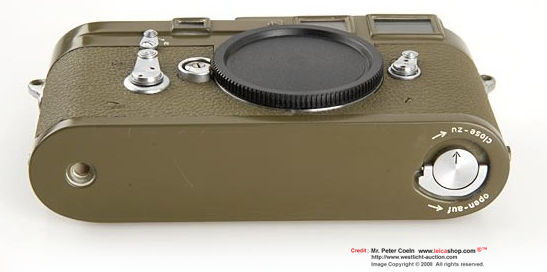 Base view of Repainted Leica M3 Olive