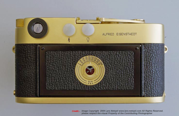 Rear section view of Leica M3-1000001 was presented as a Gold Plated exterior camera of  Alfred Eisenstaedt in 1960 prepared by LARS Netopil