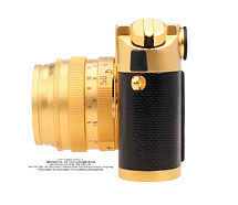 Leica M6 Sultan of Brunei Black Leather  side view with lens attached