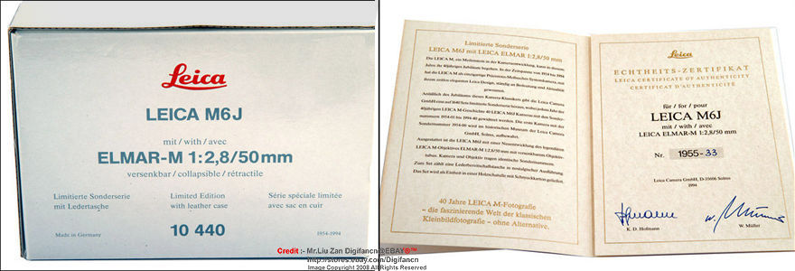 Documentation and box for  LEICA M6J  