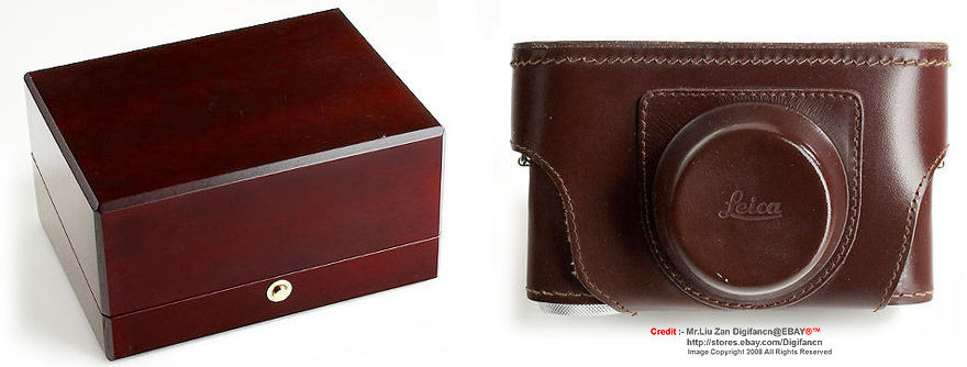 Wooden presentation box and leather camera case for LEICA M6J w/Collapsible ELMAR-M  1:2.8/50mm Compelte Kit