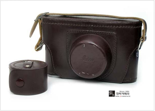Original leather camera and lens case, Leica M6J showcase Front view with ELMAR 1:2.8/50mm by J-camera.KR