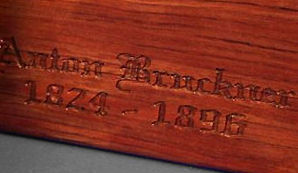 Wooden Crafting of ANTON Bruckner name on presentation box