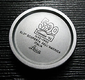 The special manufactured solid, robust metal body cap with italian engraving for the Leica M6 Colombo '1992 camera