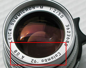 Matching Serial Number found on the Matching Colombo '92 edition Summicron-M 50mm lens