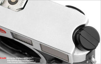 Blackfilm rewind knob and crank on a Leica M6 Panda