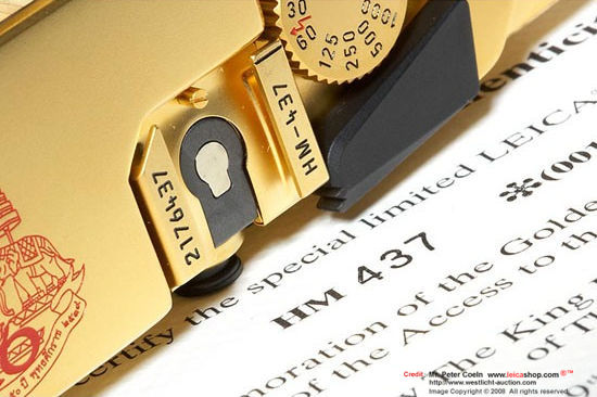 The serial number of HB-xxx engraving of LEICA M6 King of Thailand commemoration of Golden Jubilee 50th Year of  coronation rangefinder camera model