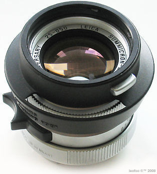Leica Summicron-M 50mm f/2.0 LHSA 25th Anniversary Edition with lens hood reversibly store