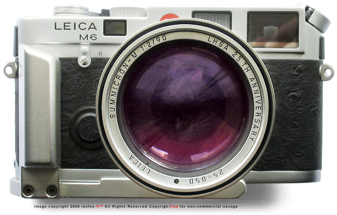 Front view of a LHSA 1993 edition of Summicron-M 1:2/90mm for Leica M6 Classic LHSA 1968~1993 25th Anniversary Special Edition