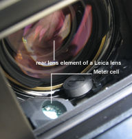 Internal view of the metering cell inside a LEICA M6 classic