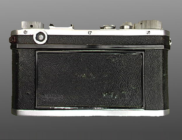 Nikon M Red Synch rangefinder camera model rear film back section
