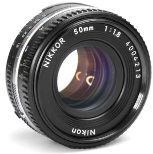 A side illustration of an Ai-S  Nikkor 50mm f/1.8N verions II (AIS)