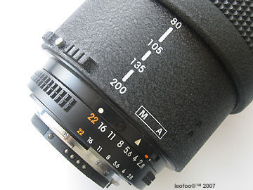 Lens data of ED Zoom lens 80-200mm f/2.8D