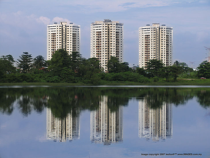 Urban reflection on the lake front, Kuala Lumpur