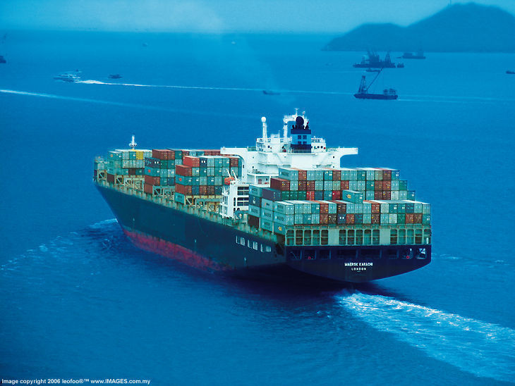 Container Cargo Vessel at Hong Kong dawn