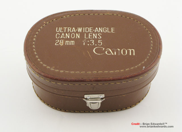 Original leather case  for Canon RF Rangefinder 25mm f/3.5  wideangle lens Side VIEW by Brian Edwards for MIR.com.my
