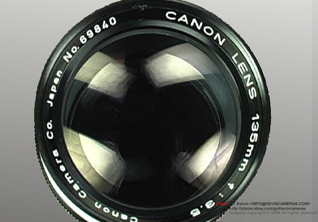 Canon 3.5/135mm (135mm f/3.5) black paint w/Canon 13.5cm finder/case
