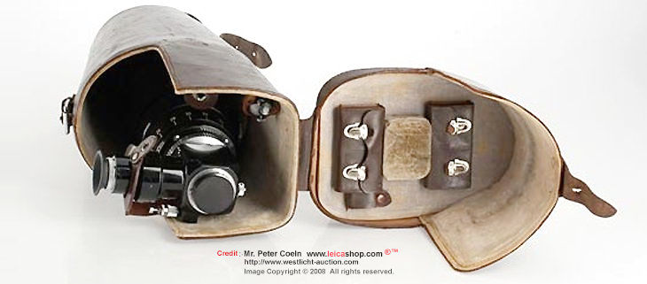 Leather case and nternal compartments for storage for Canon 400mm f/4.5 Reflex Housing  telephoto lens