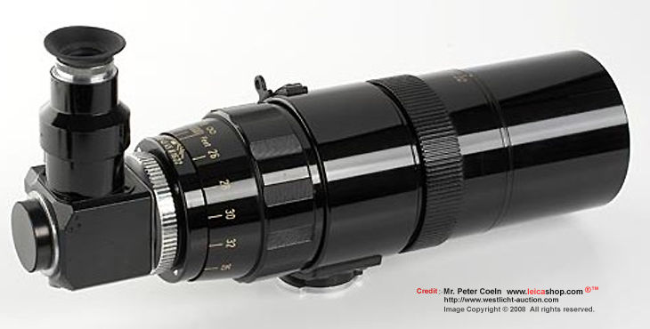 Rear  and side section view of Canon 400mm f/4.5 original version with Canon Reflex Housing module