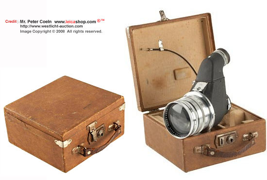 Carl Zeiss Jena Sonnar 2.8/18cm for Contax, chrome Olympia-Sonnar with Flektoskop 543/70 (with matching lens number), cable release, rear cap, eye-cup, original case; Year: 1937
