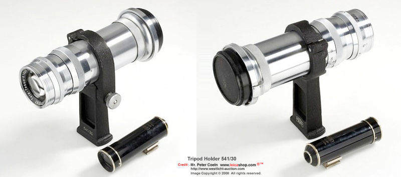 Tripod holder 541/30 for Carl Zeiss Jena Tele-Tessar K 18cm f/6.3  front and rear view with finder 436/11