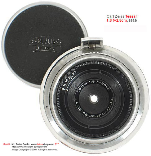 28mm f/8.0 Carl Zeiss Jena Tessar chrome version, 1939
