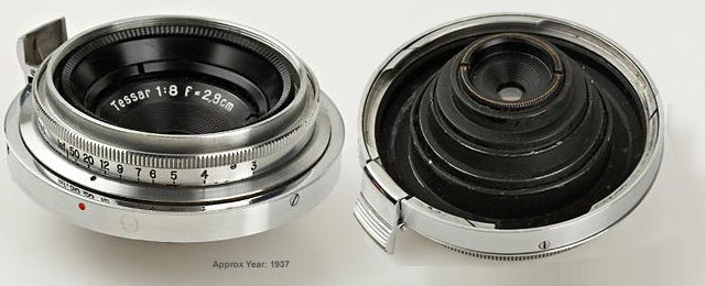 early chrome versiuon, 1932 Carl Zeiss Jena Tessar 8/2.8cm for Contax 