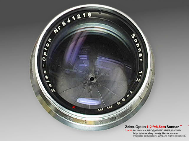 front lens section- Rangefinder version Contax Zeiss Opton Sonnar 1:2 f=8.5cm  (85mm f/2.0) Chrome Telephoto lens  