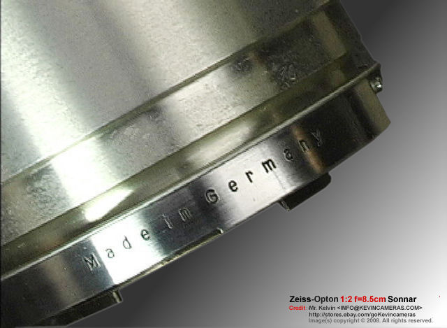 Made in Germany engraving on the Rangefinder version Contax Zeiss Opton Sonnar 1:2 f=8.5cm  (85mm f/2.0) Chrome Telephoto lens  