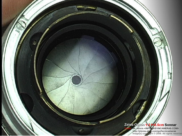 Rear lens mount recessed inside a Rangefinder version Contax Zeiss Opton Sonnar 1:2 f=8.5cm  (85mm f/2.0) Chrome Telephoto lens  