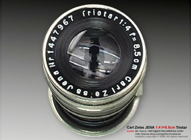 Rangefinder black nickel version of  Carl Zeiss Jena Triotar 1:4.0 f=8.5cm  (85mm f/4.0) Telephoto lens  