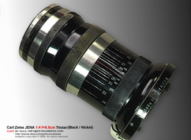 Lens barrel / features of a Rangefinder black nickel  of Contax Carl Zeiss JENA Triotar 1:4.0 f=8.5cm  (85mm f/4.0) Telephoto lens