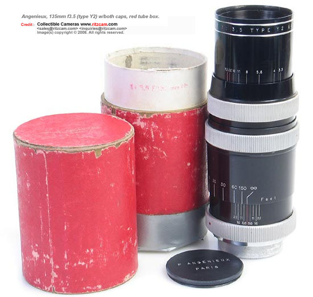 French Angenieux, 135mm f3.5 (type Y2) w/both caps,  red tube box. 