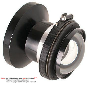 Rear lens element of  an extremely rare and  highly collectible Carl Zeiss 110 1:8 HOLOGON lens for Linhof with Compur shutter