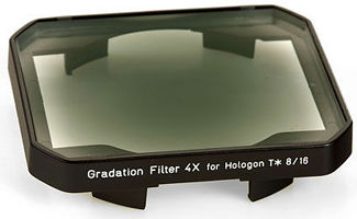 The special rectangular-shape graduated center filter for G-spec HOLOGON 16mm f/8.0 ultrawideangle lens by Contax