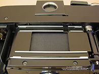 The cloth shutter at the back of  the Hologon ultrawide camera 