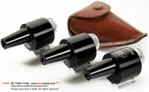 Zeiss Ikon Torpedo Finder 438 Different Contax tele finder 438 for 8.5 + 13.5cm lenses: Carl Zeiss Jena (engraved: Germany + IIa on shoe), Zeiss Ikon Stuttgart (in meter, Made in Germany on shoe), Zeiss Ikon Stuttgart (in feet, Made in Germany on shoe) w/