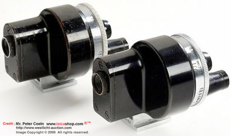 Rear section view of two Carl Zeiss Jena designed Universal-finder 436/70 and Universal-finder 436/70 (with Germany engravings) for pre-war Contax.  Approx. year: c.1938