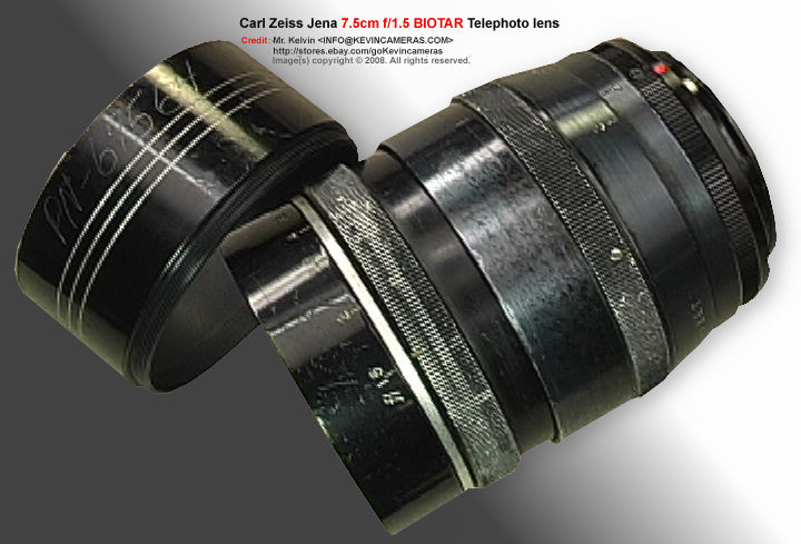Rear section of the chrome lens barrel of a Zeiss-Opton Triotar 1:4 f=85mm (85mm f/4.0) telephoto lens