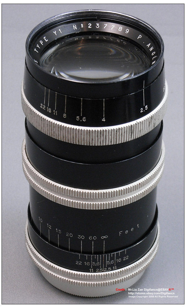 An middle-early type of Angenieux 90mm f2.5 Type Y1. It is in Leica L39 rangefinder coupled screw mount. UNCOMMON, HIGH QUALITY LEICA COPY LENS. Approx. production year:- 1952. 