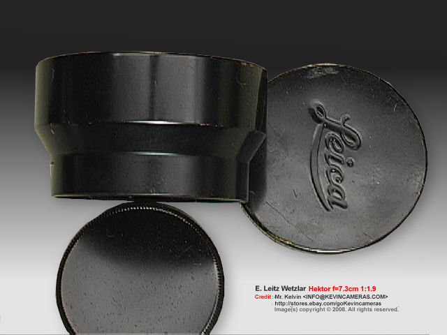 Original lens hood and caps for Leica Ernst Leitz Wetzlar HEKTOR f=7.3cm 1:1.9 (73mm f/1.9) short Telephoto Lens 