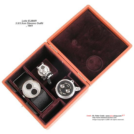 Leitz's Elmar 3.5/3.5cm Stereo outfit in original case and compartment
