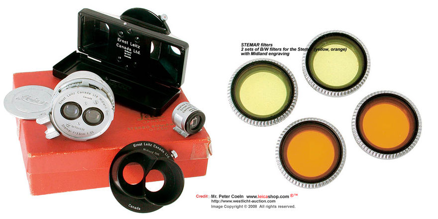 Ernst Leitz STEMAR  (Canada)
STEMAR f=3.3cm 1:3.5 Stereo Lens with color filters 