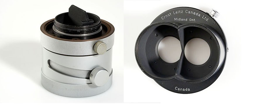 Ernst Leitz STEMAR  (Canada)
STEMAR f=3.3cm 1:3.5 Stereo Lens side and prism view