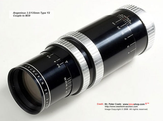 Angenieux 3.5/135mm Type Y2, rare RF coupled lens for M39 